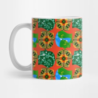 Canna flower pattern and human brain shape. Mug